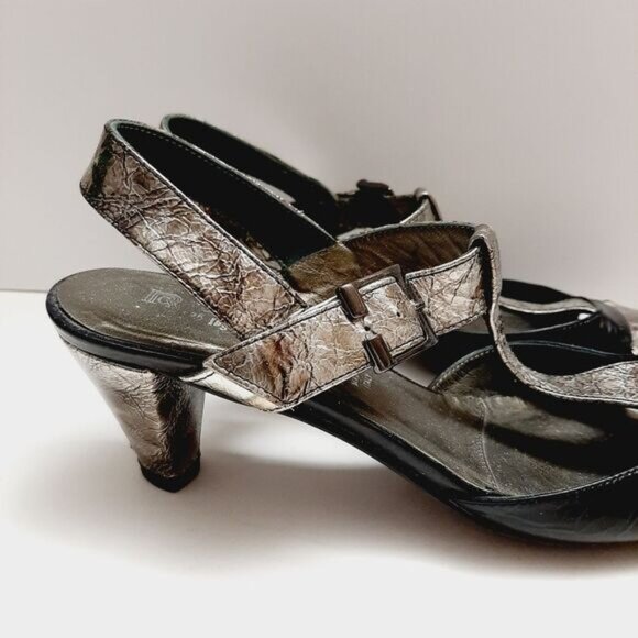 ROBERTO CAPUCCI Italy Genuine Leather T-strap Slingback Pump Heels Sz 7.5 AAA - Picture 4 of 16